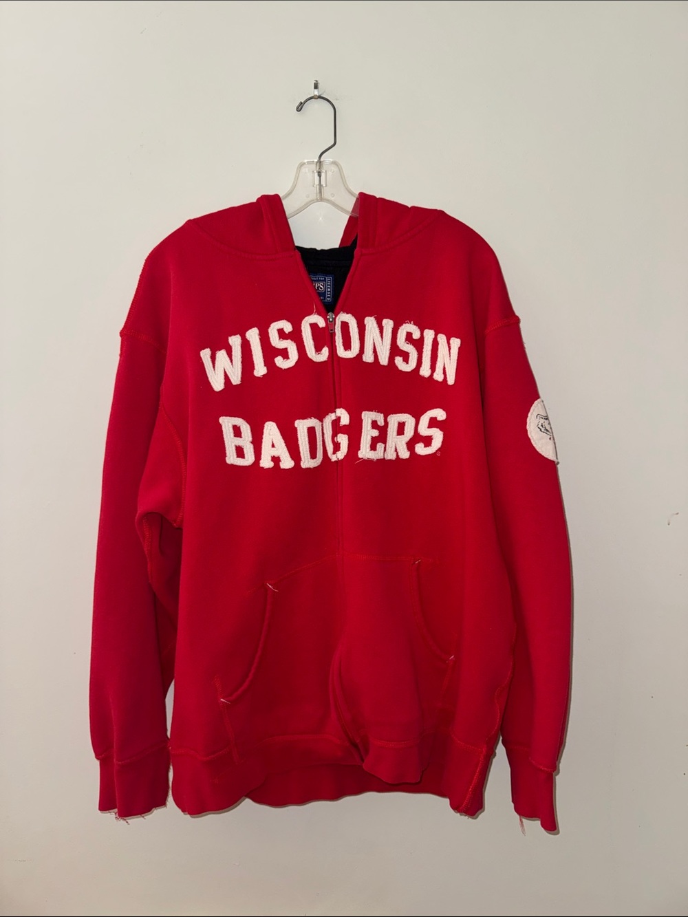 Champs Red Zip-Up Hooded Sweater with White Lettering